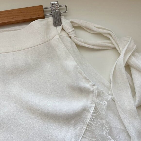 IRO White Nicole Wrap Whimsical Lace Trim Preppy Mini Skirt Size 2 XS - Picture 7 of 12